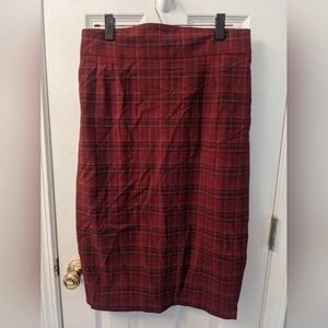 Pinup Girl Clothing burgundy plaid pencil skirt size XL